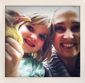 Ava, her chicken, and me