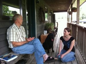 Dad and Amber, porch conversations - Menomonie, WI